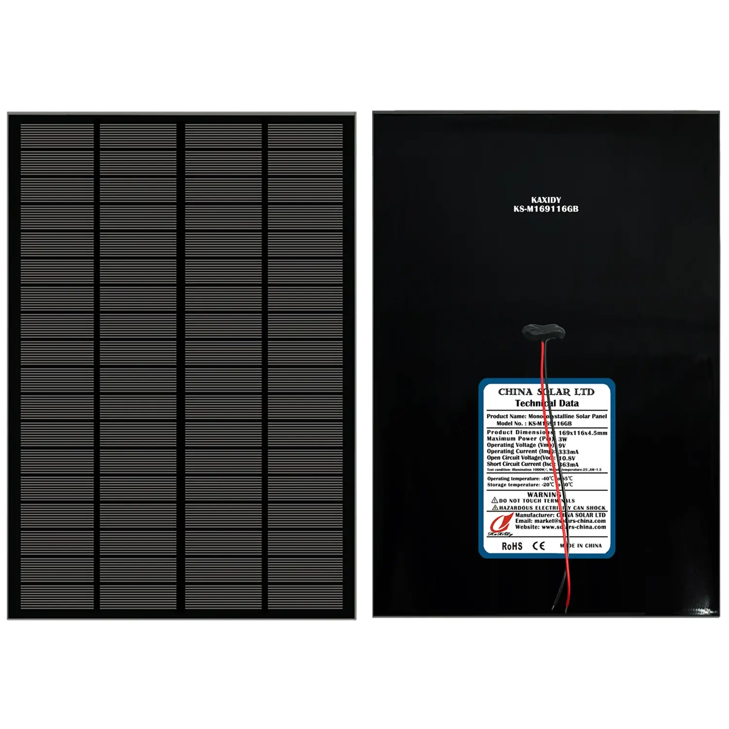 Schwarz Solarpanel 3W