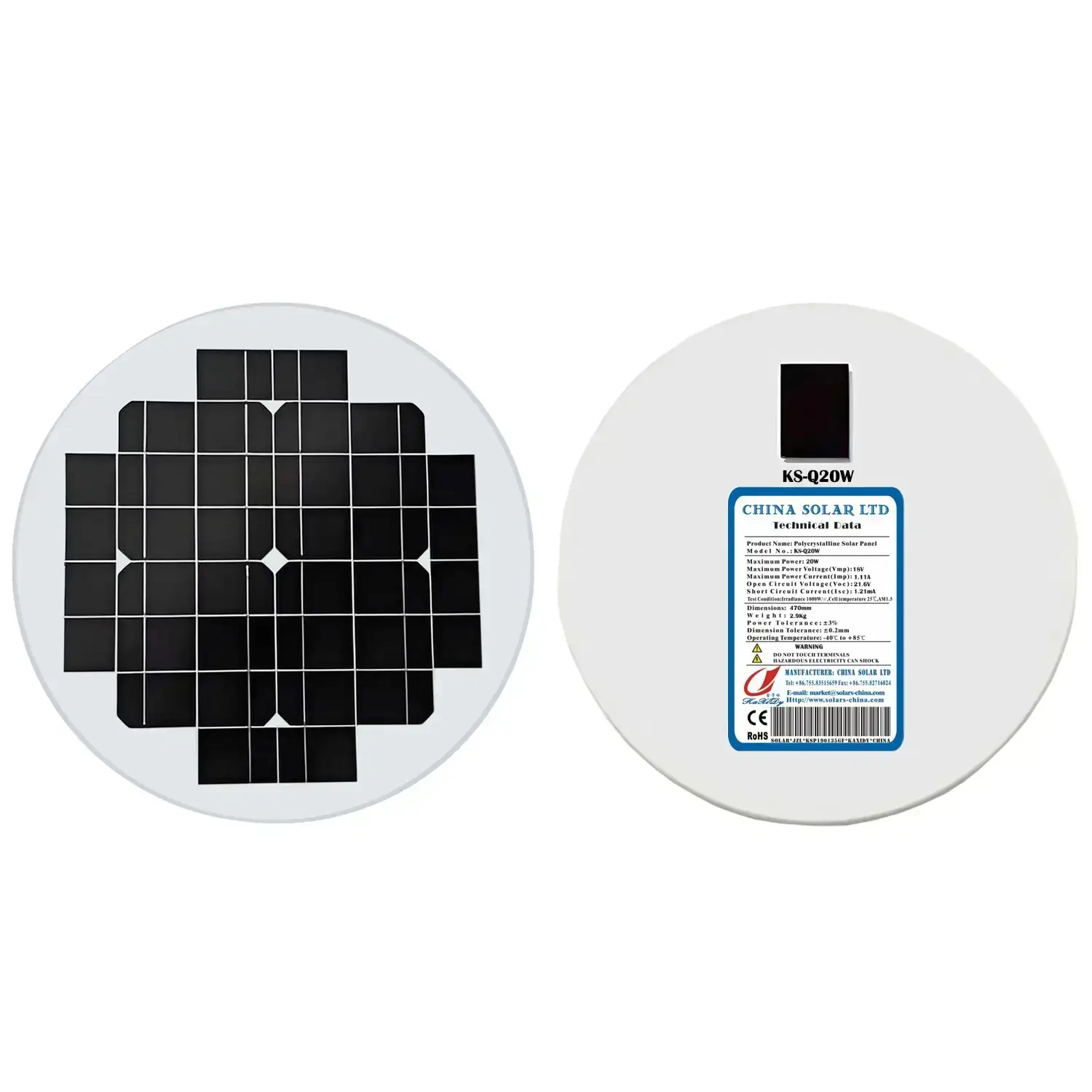 Runde Solarpanel 20W