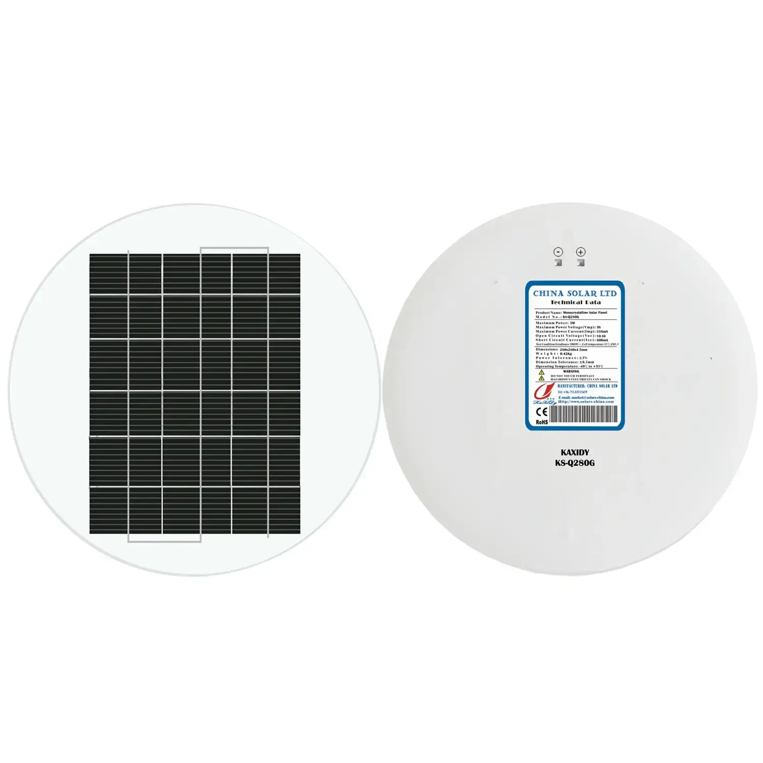 Kreisförmig Solarpanel 5W 9V